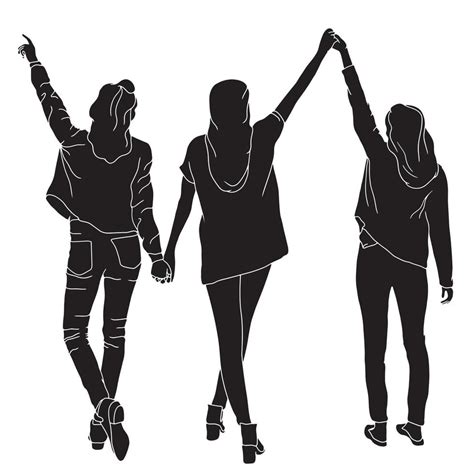 Friendship character silhouette illustration on isolated background. 3211824 Vector Art at Vecteezy