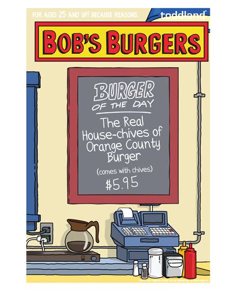 Bobs Burgers Burger Of The Day Board - Burger Poster