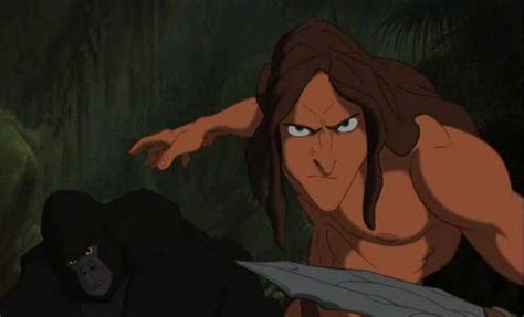 Tarzan saving Kerchak from Sabor, trying to claim himself among the ...