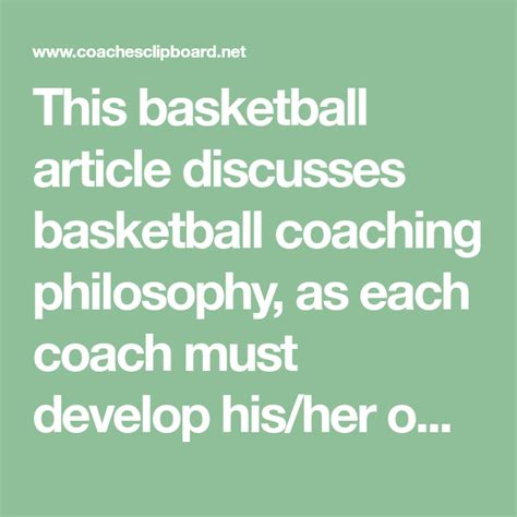 Basketball Coaching Philosophy, Coach's Clipboard Basketball Coaching ...