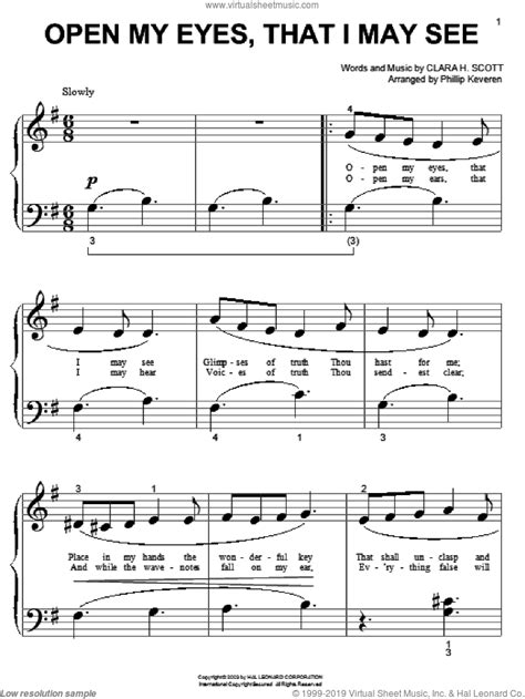 Scott - Open My Eyes, That I May See sheet music for piano solo (big ...