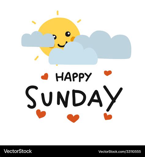 Happy sunday cute sun smile and cloud cartoon Vector Image