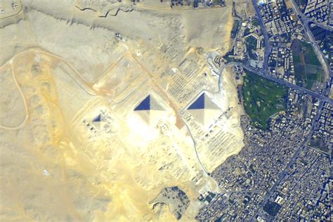 The Great Pyramids at Giza from NASA Satellite - a photo on Flickriver