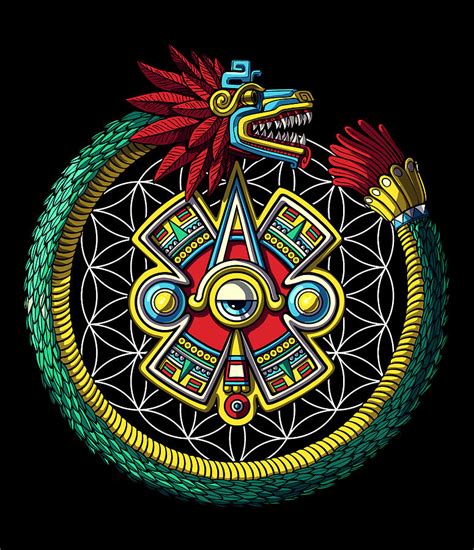 Aztec Quetzalcoatl Ouroboros Digital Art by Nikolay Todorov - Pixels Merch