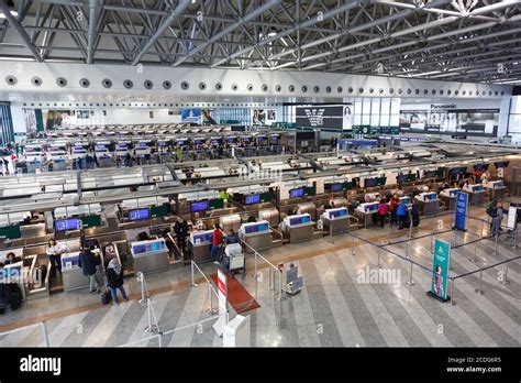 Milan, Italy - February 16, 2018: Terminal 1 of Milan Malpensa Airport (MXP) in Italy Stock ...