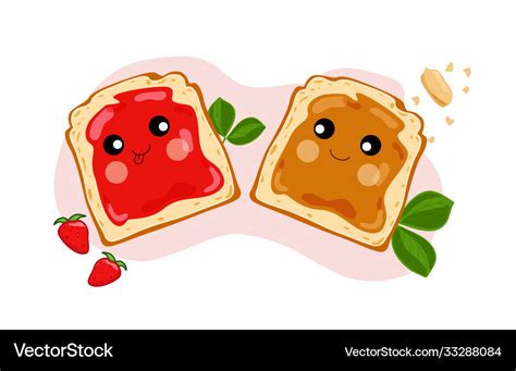 Cute peanut butter and jelly sandwiches Royalty Free Vector