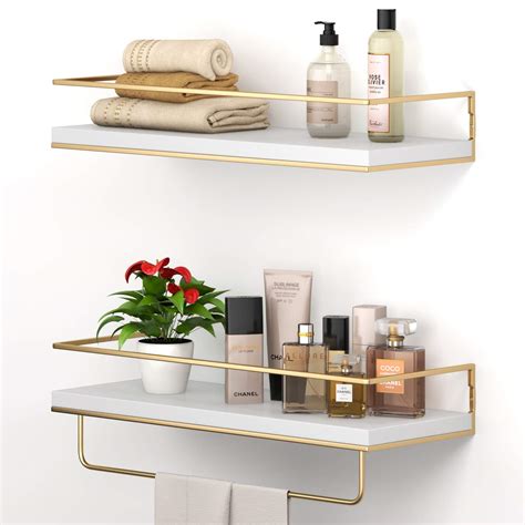 Shario White Floating Shelves - Set of 2, Wall Mounted Hanging Shelves ...