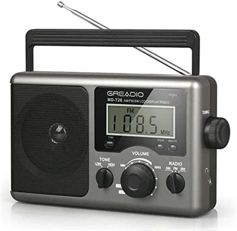 Greadio Portable Shortwave Radio with Best Reception,AM FM Transistor,LCD Display,Time Setting ...