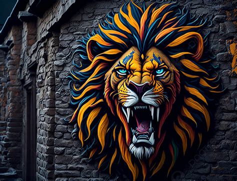 Beautiful 3d Graffiti Of A Golden Lion Background, Wallpapers, Lion ...