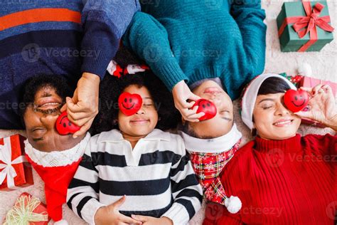 African American family in Christmas theme. Happy African American ...