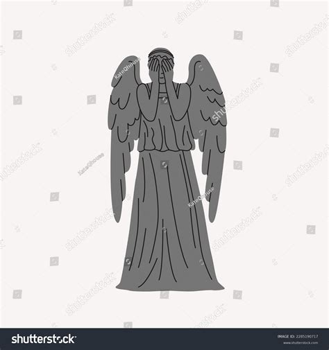 Sculpture Weeping Angel Vector Illustration Scary Stock Vector (Royalty ...