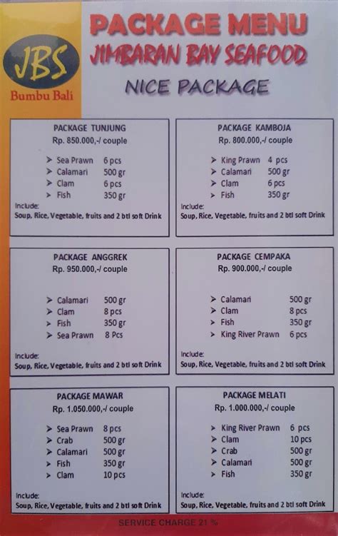 Jimbaran Bay Seafood Menu, Menu for Jimbaran Bay Seafood, Jimbaran, Bali - Zomato Indonesia