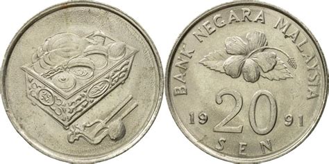 Coin, Malaysia, 20 Sen, 1991, , Copper-nickel, KM:52 | Asian and Middle ...