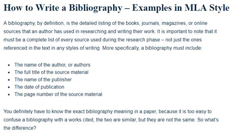 How to Write a Bibliography - Examples in MLA Style - A Research Guide for Students