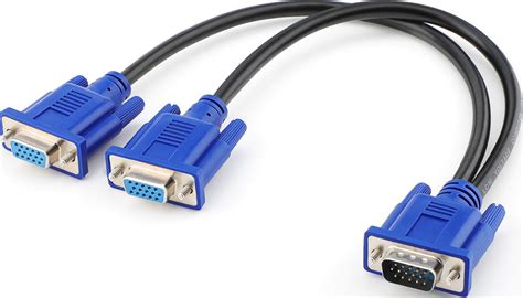 Pasow VGA Splitter Cable Dual VGA Monitor Y Cable 1 Male to 2 Female ...