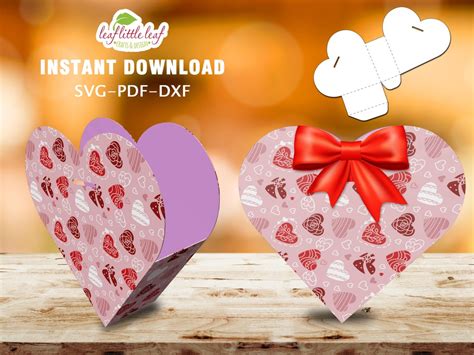 Valentine Heart Box Template, Heart Box Svg, Valentine Box Gift, Cut File Template, SVG DXF PDF ...