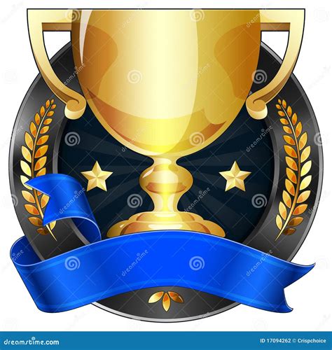 Achievement Award Trophy In Gold With Blue Ribbon Stock Vector - Illustration of best ...