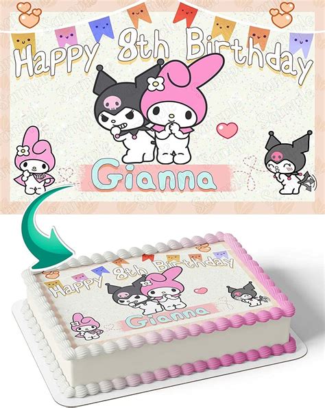 My Melody and Kuromi Edible Image Cake Topper Personalized - Etsy Ireland