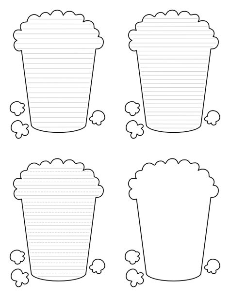 Free Printable Popcorn-Shaped Writing Templates