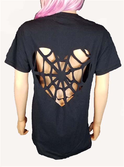 Spiderweb Heart Cutout T Shirt / Creepy Cute Spider Web Tee - Etsy ...