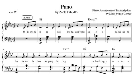 Pano by Zack Tabudlo sheet music - Payhip