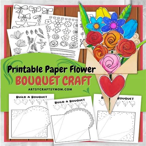 Printable Paper Flower Bouquet Craft Template - Artsy Craftsy Mom