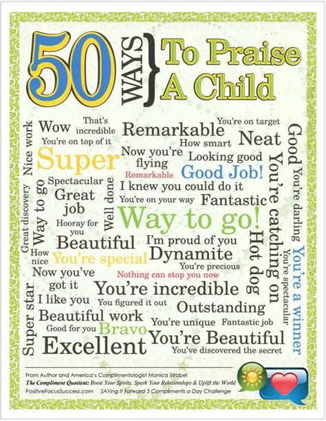 50 Ways to Praise a Child Your words are powerful-- children succeed best in an atmosphere of ...