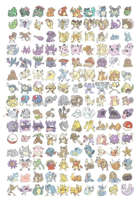 I tried my hand at drawing the original 151 Pokémon from memory, my ...