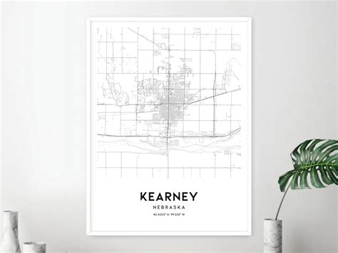 Kearney Map Print, Kearney Map Poster Wall Art, Ne City Map, Nebraska Print Street Map Decor ...