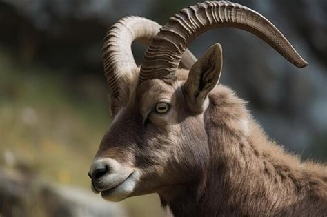 Premium AI Image | Closeup of a majestic ibex with its head turned ...