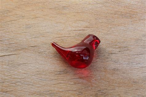 miniature hand blown glass bird, ruby red cardinal bluebird of happiness style love bird