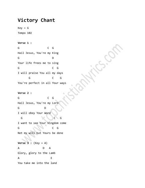 Victory Chant chords - Christian Lyrics