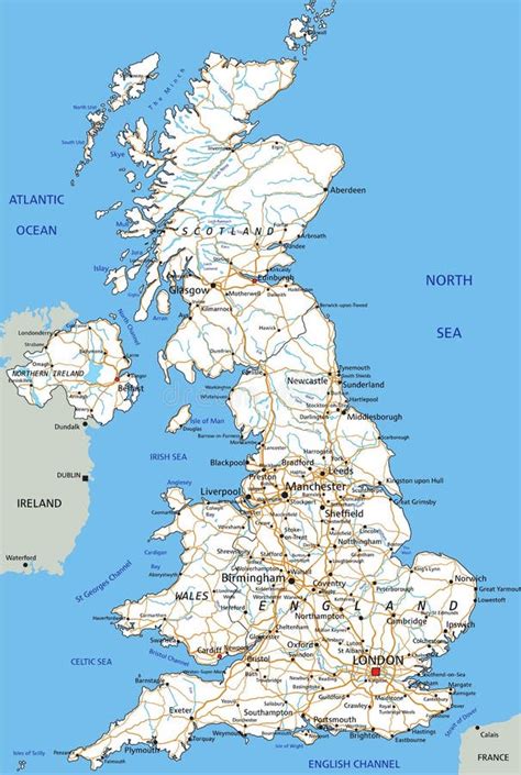 High Detailed United Kingdom Road Map with Labeling. Stock Vector - Illustration of land ...