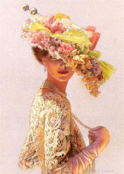 Victorian Lady flower hat art print ladies portrait lace