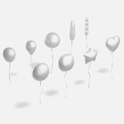 White Helium Balloons Set - 5 Foil Gift Balloon Shapes 3D Model by rebrandy