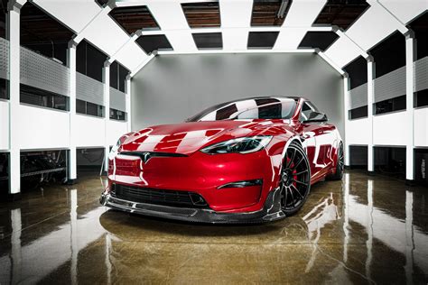 Red Tesla Model S - UP-03 Forged Wheels, BBK, Carbon Fiber Aero And More