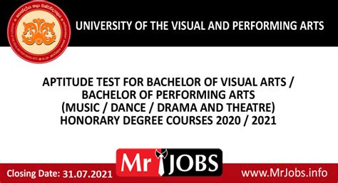 Aptitude Test for Bachelor of Visual Arts / Bachelor of Performing Arts (Music / Dance / Drama ...