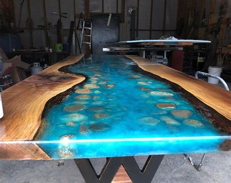 River table wirh walnut and river stone live edge coffee | Etsy Coffee Table Size, Coffee And ...