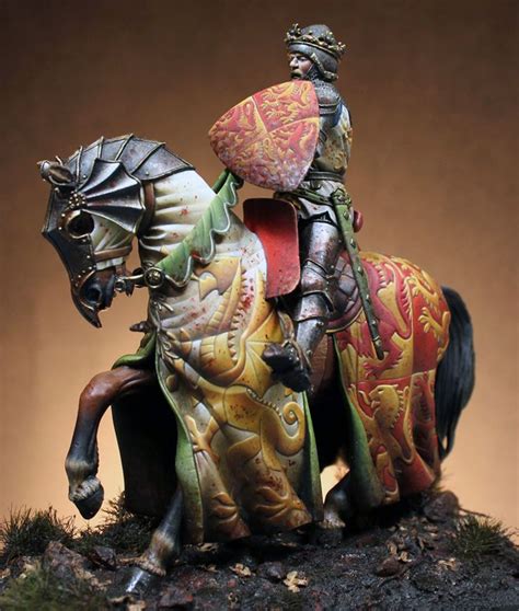 Excellent barding and heraldry on this 54mm knight miniature by Pegaso painted by Alfonsito ...