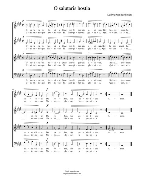 O salutaris hostia Sheet music for Soprano, Alto, Tenor, Bass voice ...