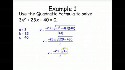 Algebra 2 Quadratic Formula - YouTube