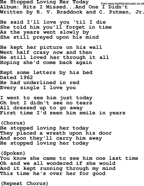 He Stopped Loving Her Today by George Jones - Counrty song lyrics