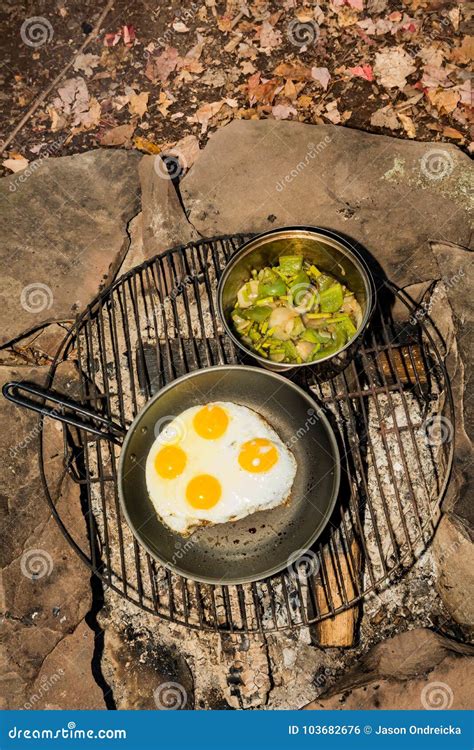 Cooking Breakfast Over the Campfire Stock Photo - Image of family, healthy: 103682676