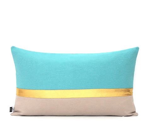 Turquoise Pillow Beige Cushion Gold Pillows Stone Pillow | Etsy