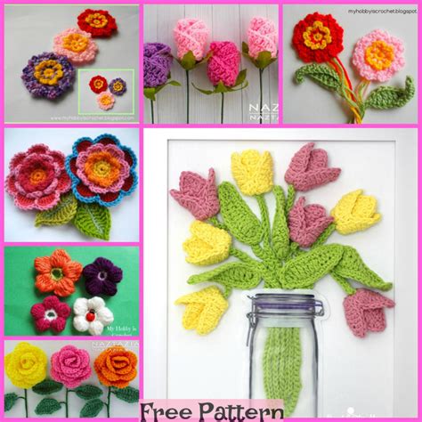 12 Beautiful Crocheted Flowers - Free Patterns - DIY 4 EVER