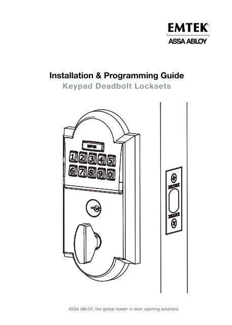 Keypad Deadbolt Locksets Installation & Programming Guide - Emtek