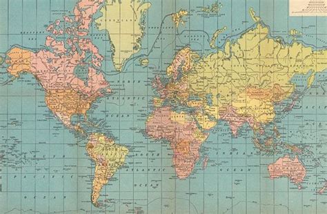 Digital World Map Poster. Antique Digital World Map. Printable Atlas ...