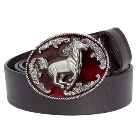 Fashion Men's belt Genuine Leather horse pattern belt horse racing cowhide leather belt horse ...