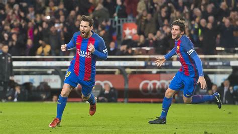 Leo Messi's celebration after his free-kick against Athletic