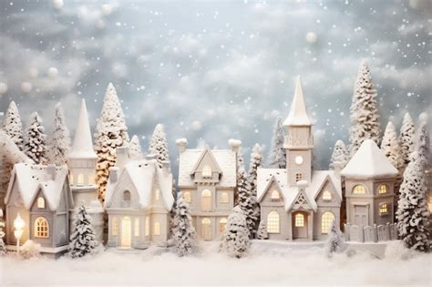 Premium AI Image | Vintage Style Christmas Village Winter Snow Generative AI